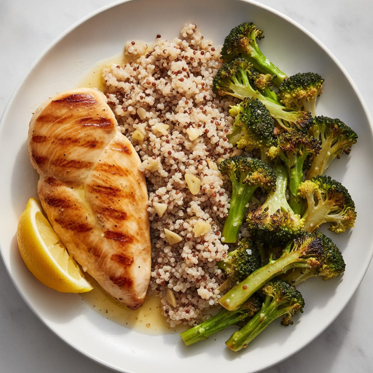 Grilled Chicken Breast with Roasted Broccoli and Quinoa