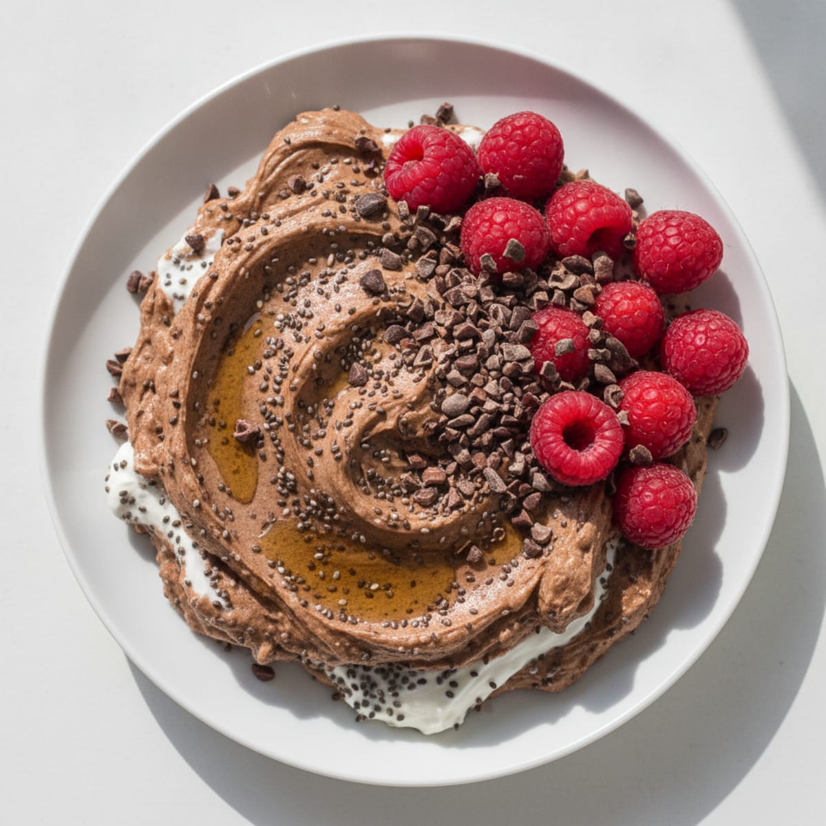 Greek Yogurt Chocolate Protein Mousse with Chia Seeds