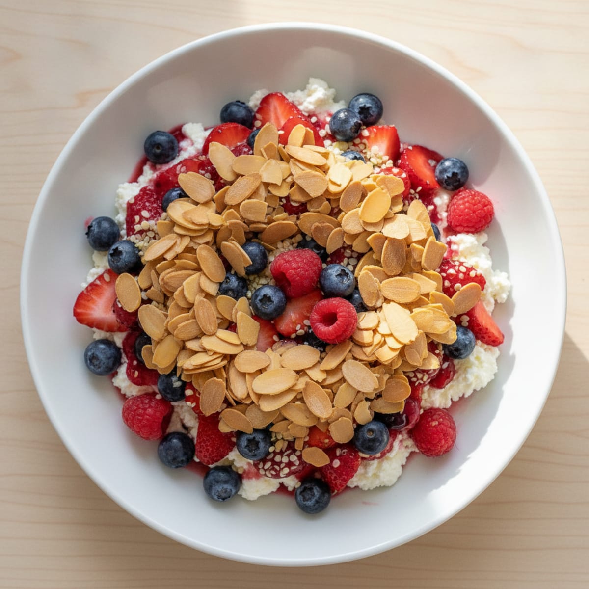 Cottage Cheese Berry Protein Bowl with Almonds