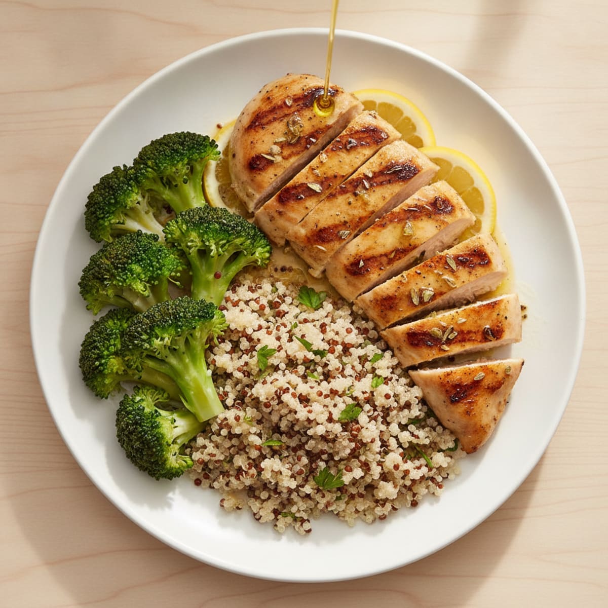 Grilled Chicken Breast with Quinoa and Steamed Broccoli