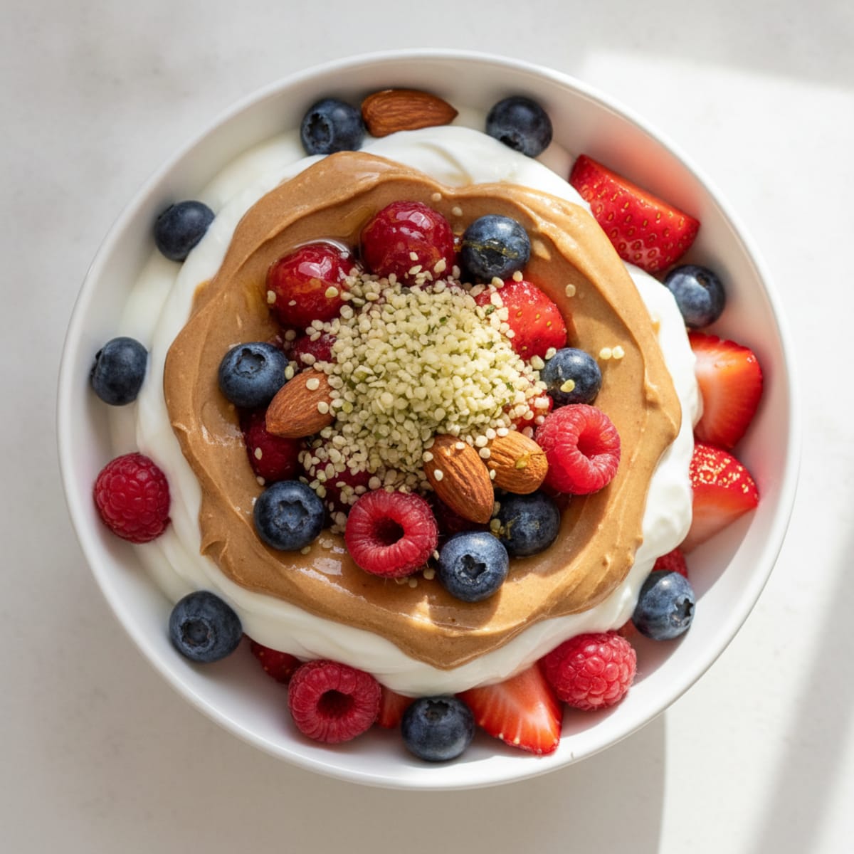 Creamy Greek Yogurt Parfait with Mixed Berries and Almond Butter