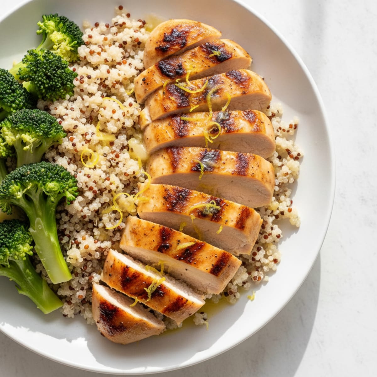 Grilled Chicken Breast with Quinoa and Steamed Broccoli