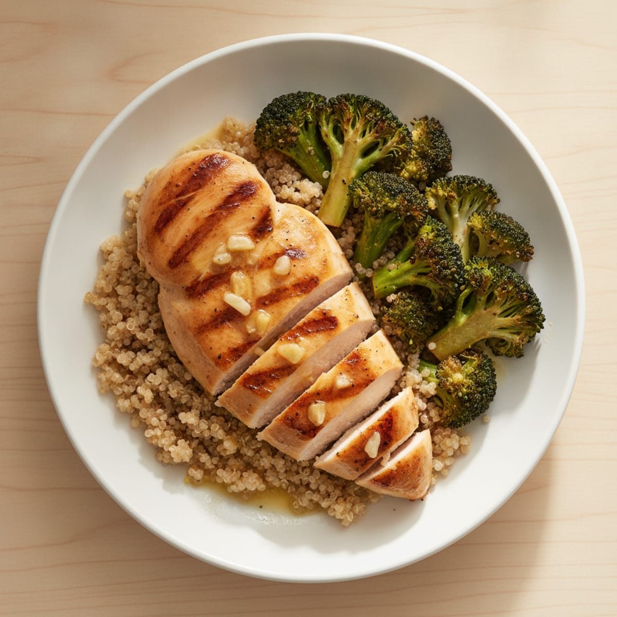 Grilled Chicken Breast with Roasted Broccoli and Quinoa