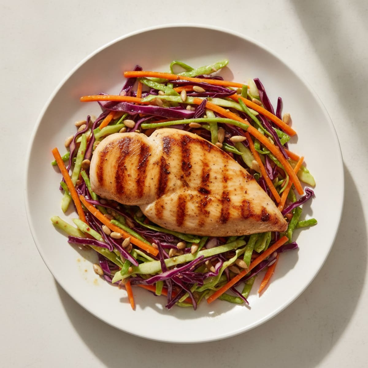 Grilled Chicken Breast with Crunchy Cabbage Slaw