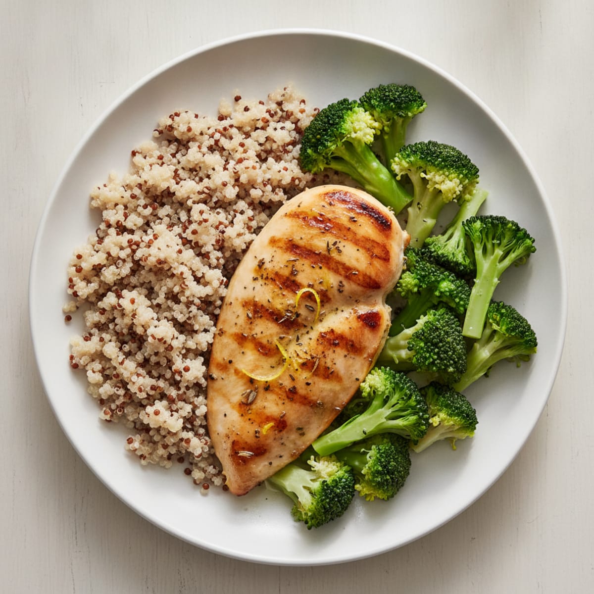 Grilled Chicken Breast with Quinoa and Steamed Broccoli