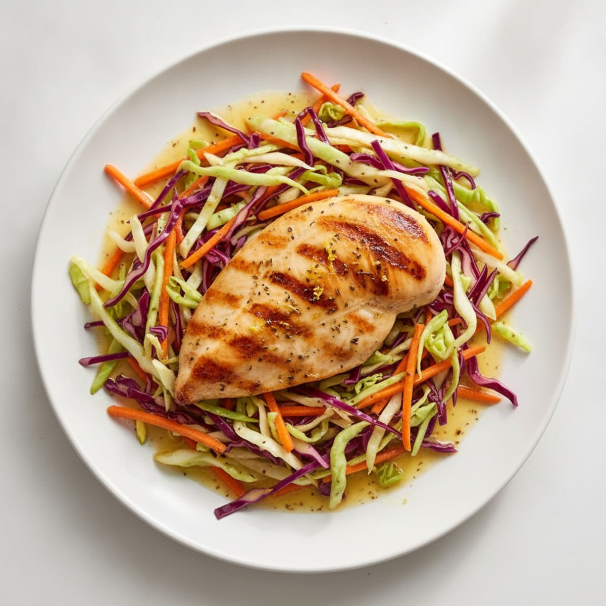 Grilled Chicken Breast with Crunchy Cabbage Slaw