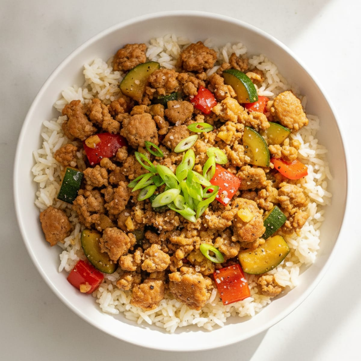 Ground Turkey and Vegetable Rice Bowl