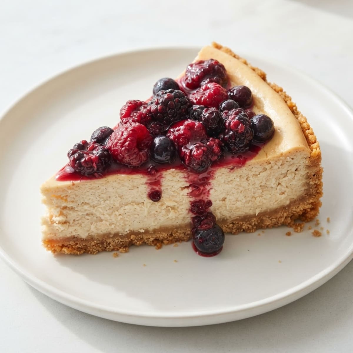 Greek Yogurt Protein Cheesecake with Mixed Berries