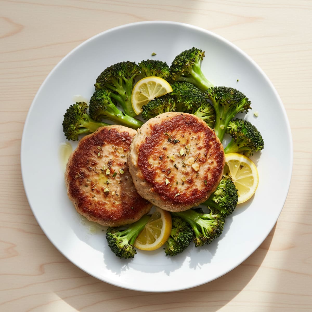 Seared Turkey Patties with Roasted Broccoli