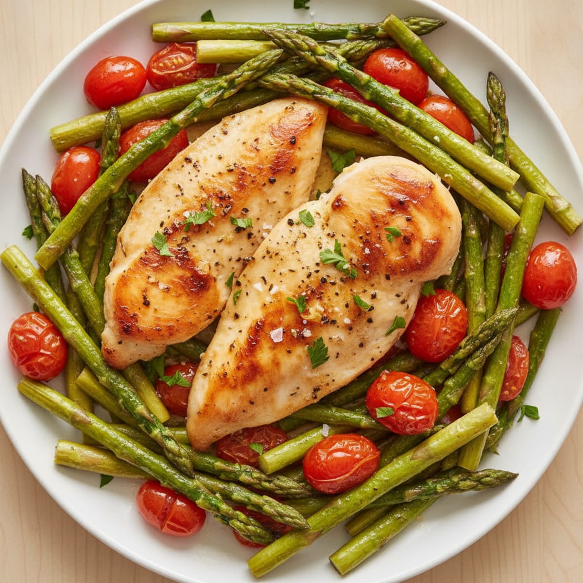Lemon Herb Roasted Chicken and Asparagus
