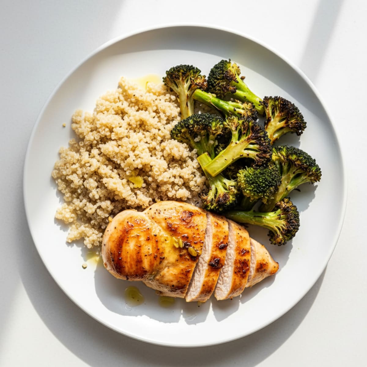 Grilled Chicken Breast with Roasted Broccoli and Quinoa
