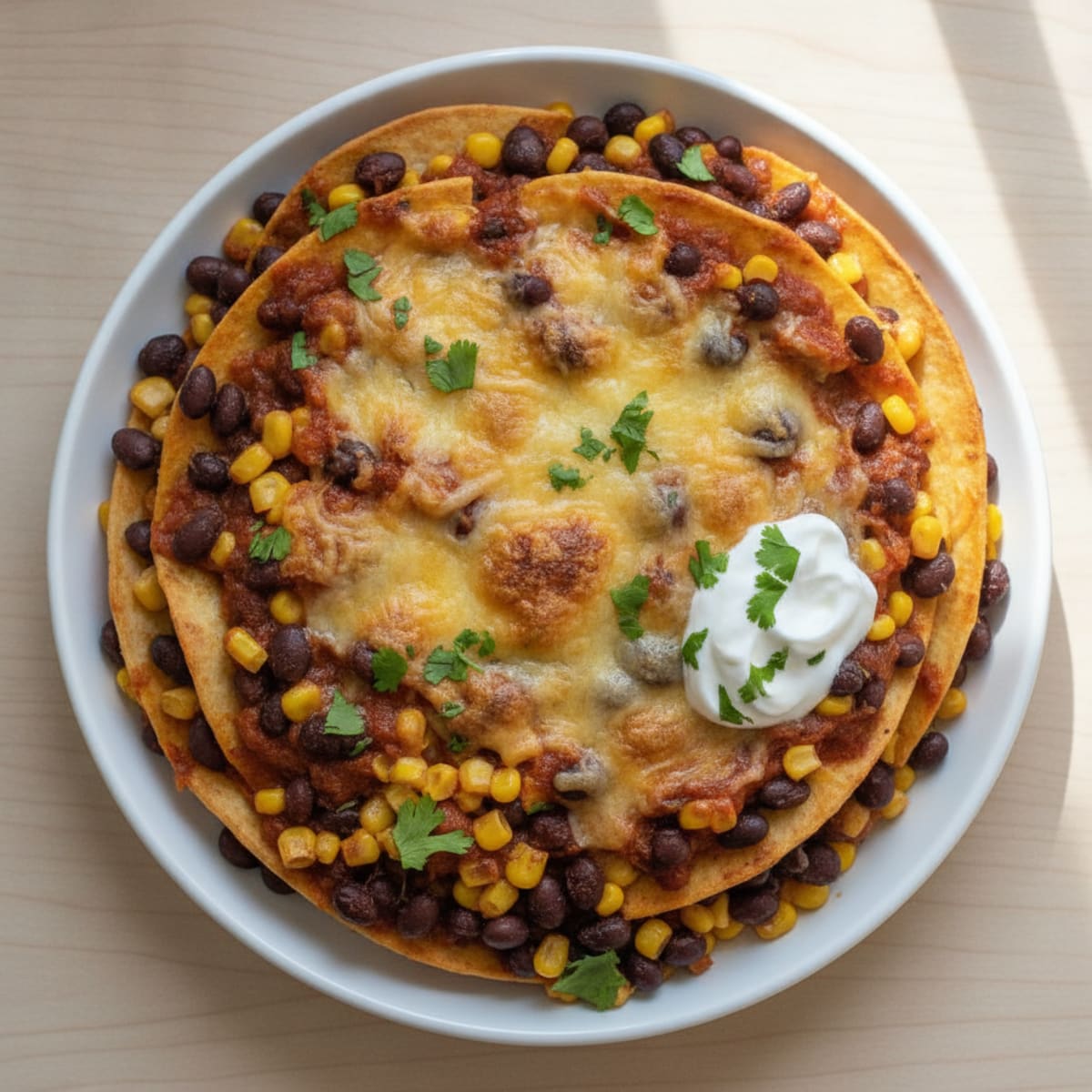 Black Bean and Corn Enchilada Bake
