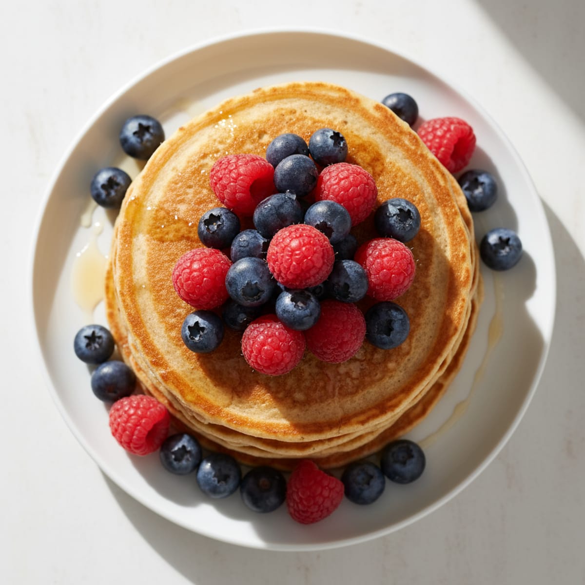 Fluffy Buttermilk-Style Protein Pancakes with Berries