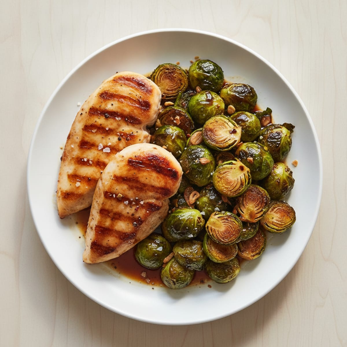 Balsamic Glazed Brussels Sprouts with Seared Chicken