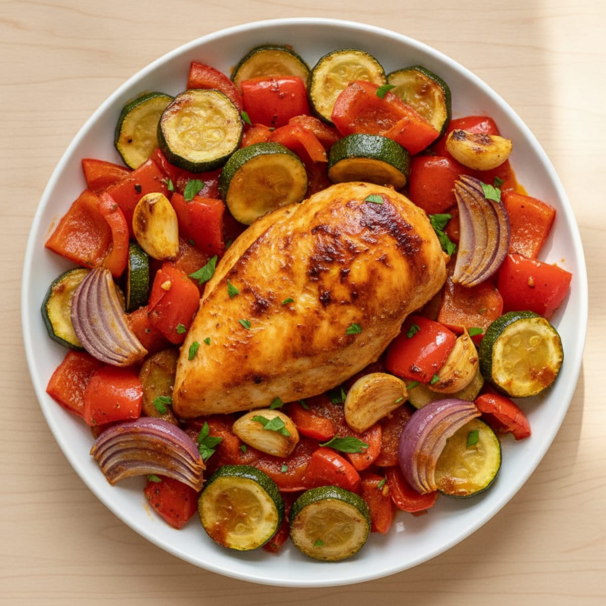 Spicy Harissa Chicken with Roasted Vegetables