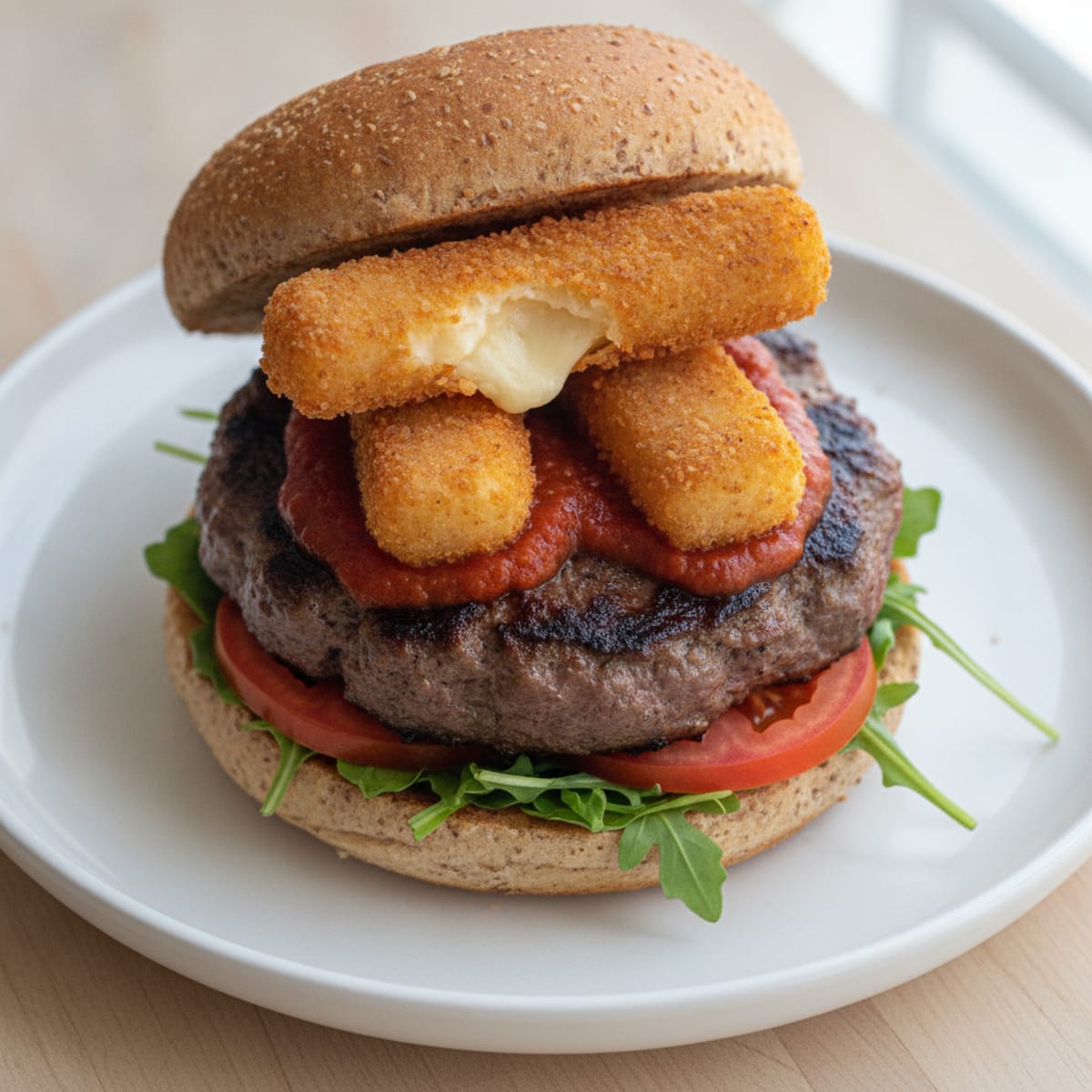 Mozzarella Stick Beef Burger