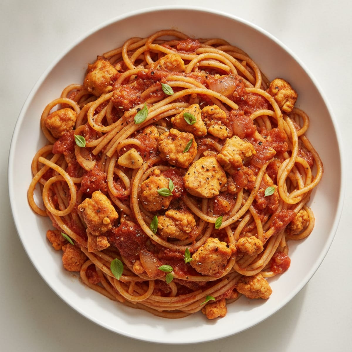 Ground Chicken Spaghetti with Marinara