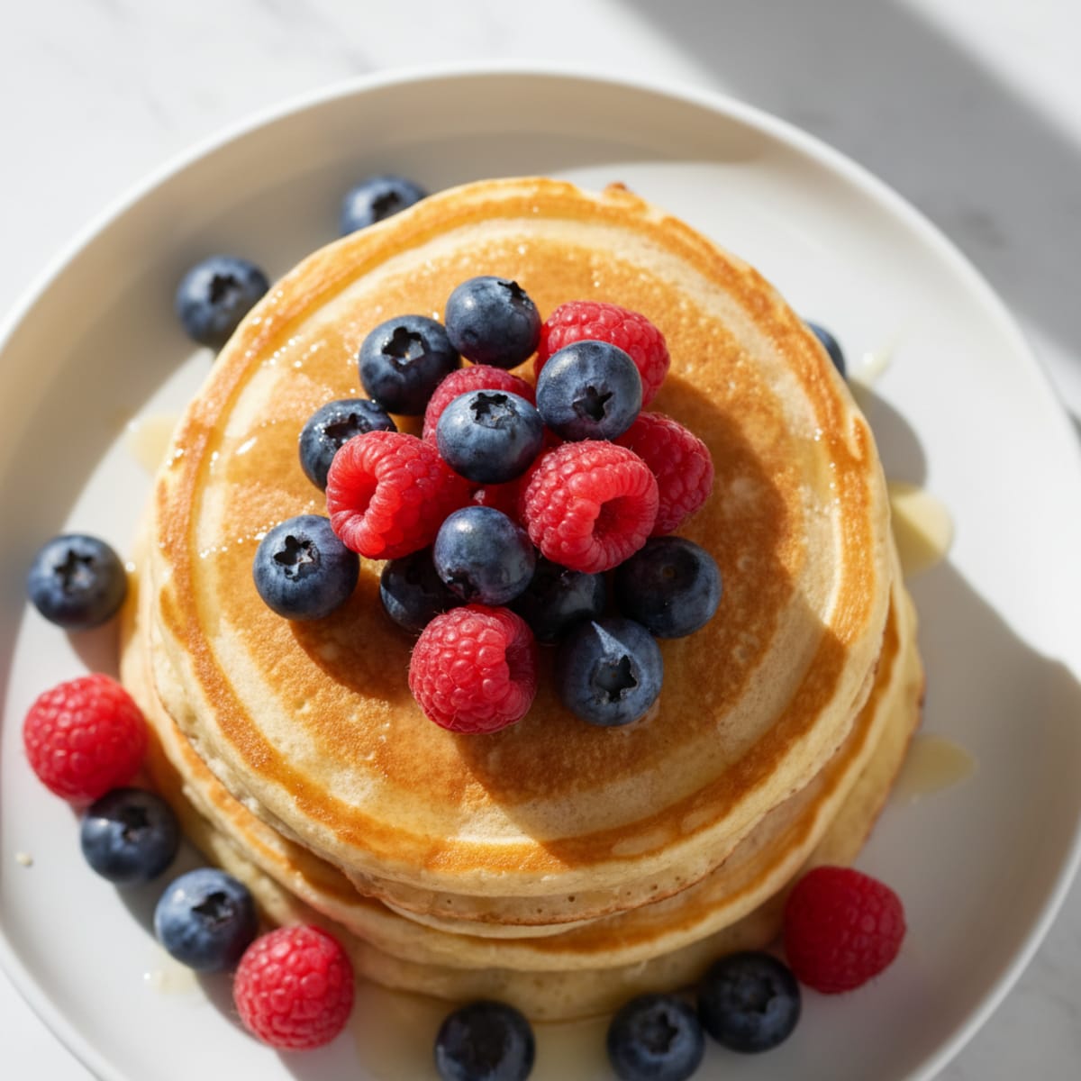Fluffy Buttermilk Pancakes with Berries