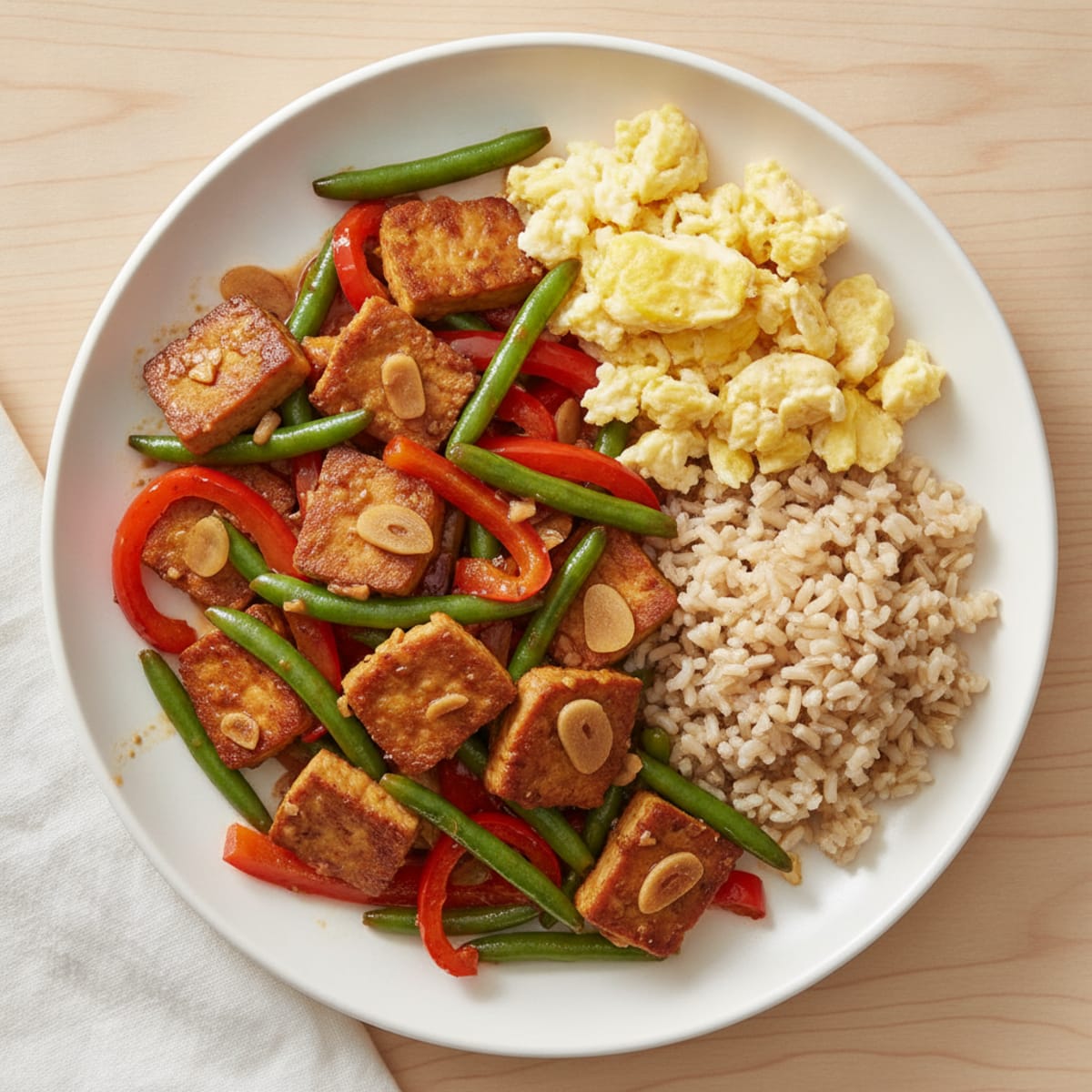 Crispy Tempeh Stir-Fry with Bell Peppers and Green Beans