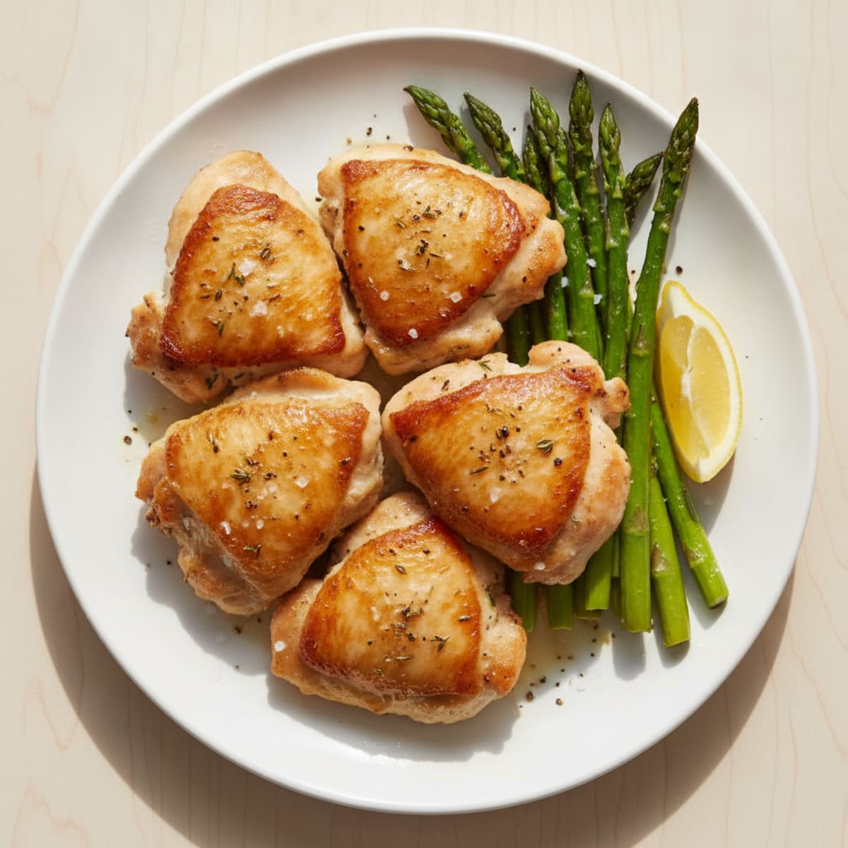 Pan-Seared Chicken Thighs with Roasted Asparagus