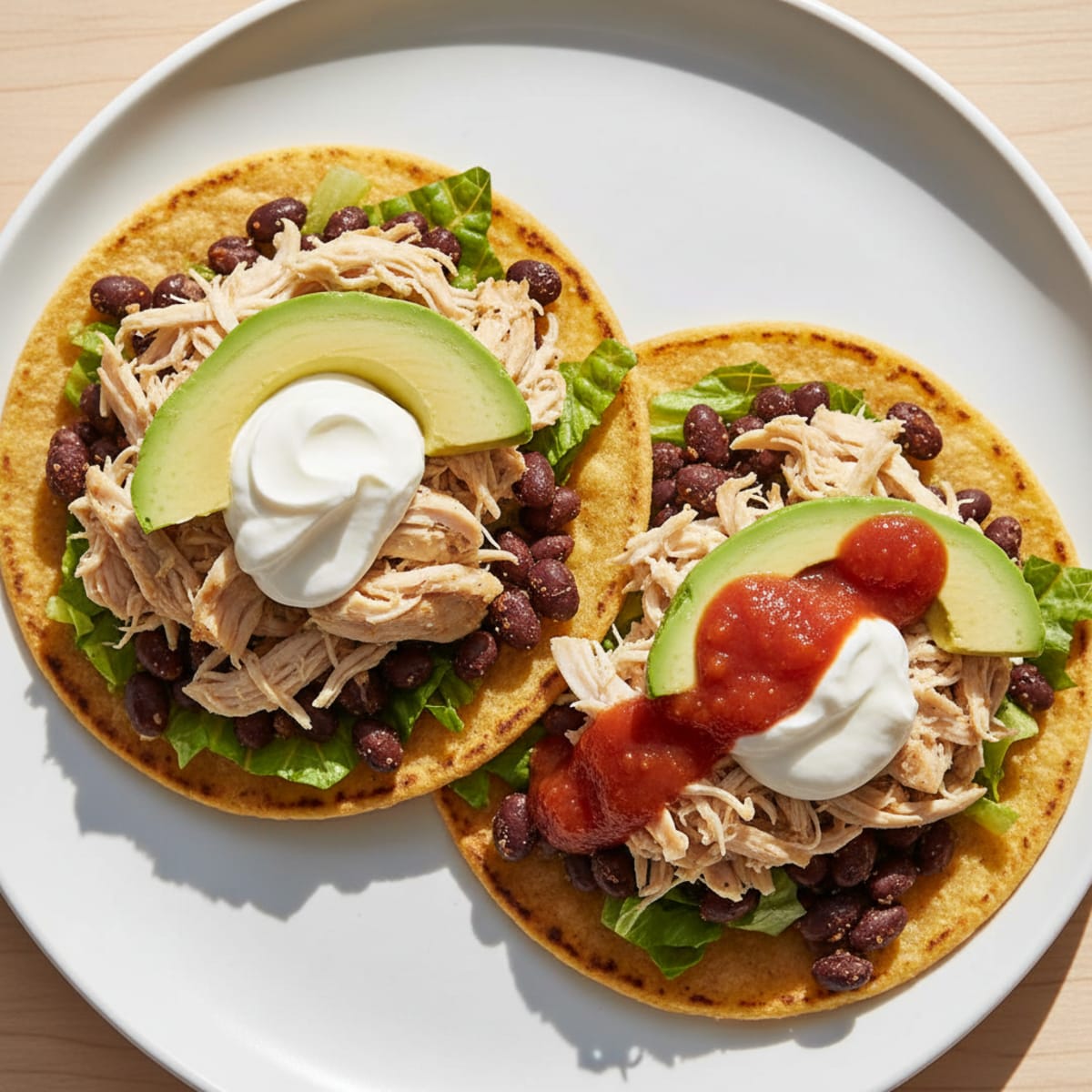 Shredded Chicken and Black Bean Tostadas