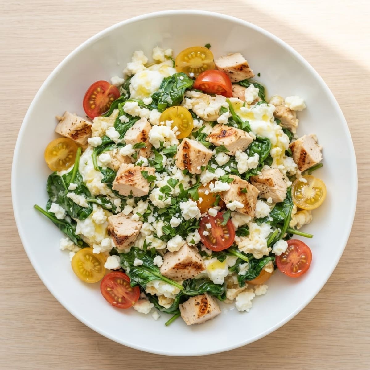 Egg White and Spinach Scramble with Grilled Chicken