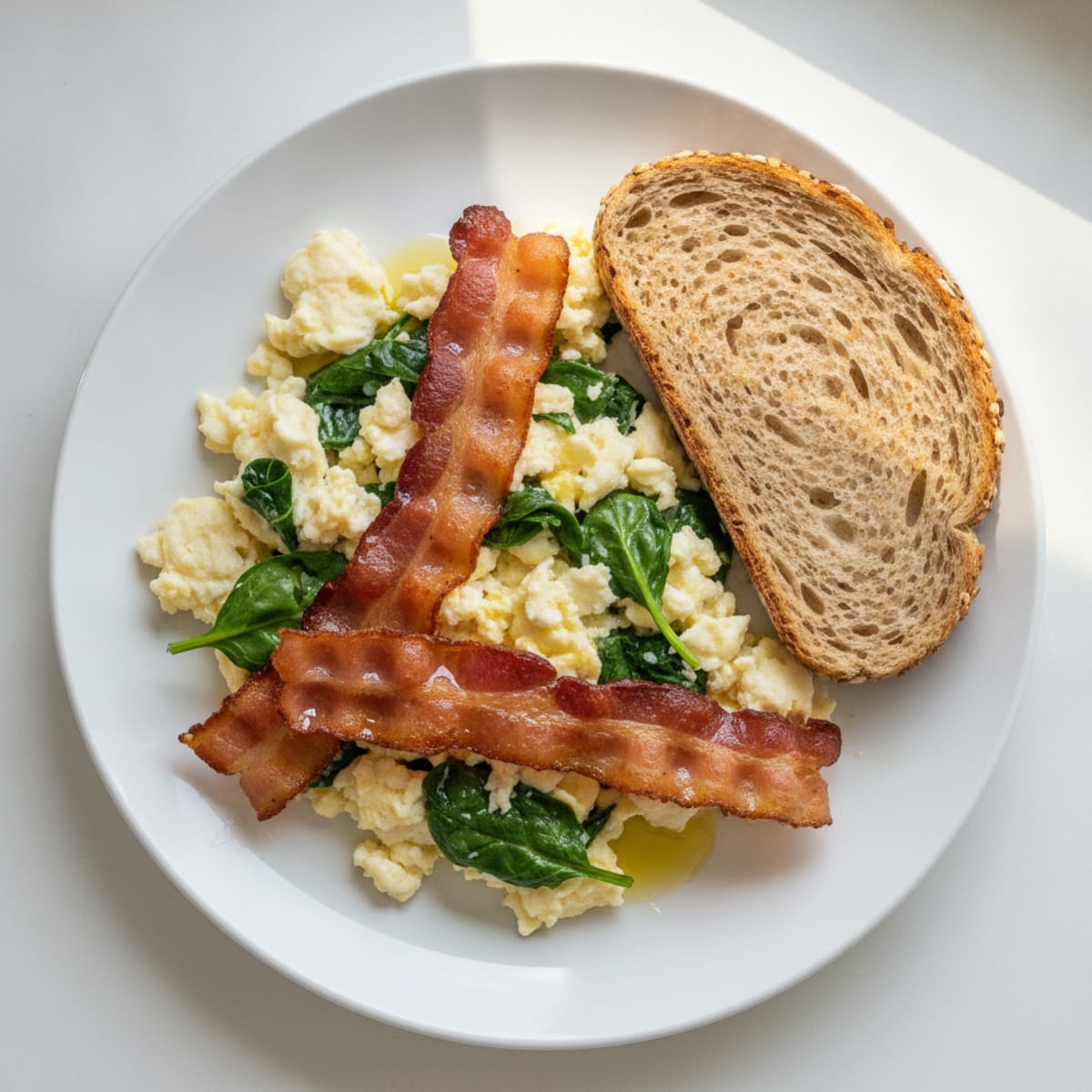 Scrambled Egg Whites with Spinach and Turkey Bacon