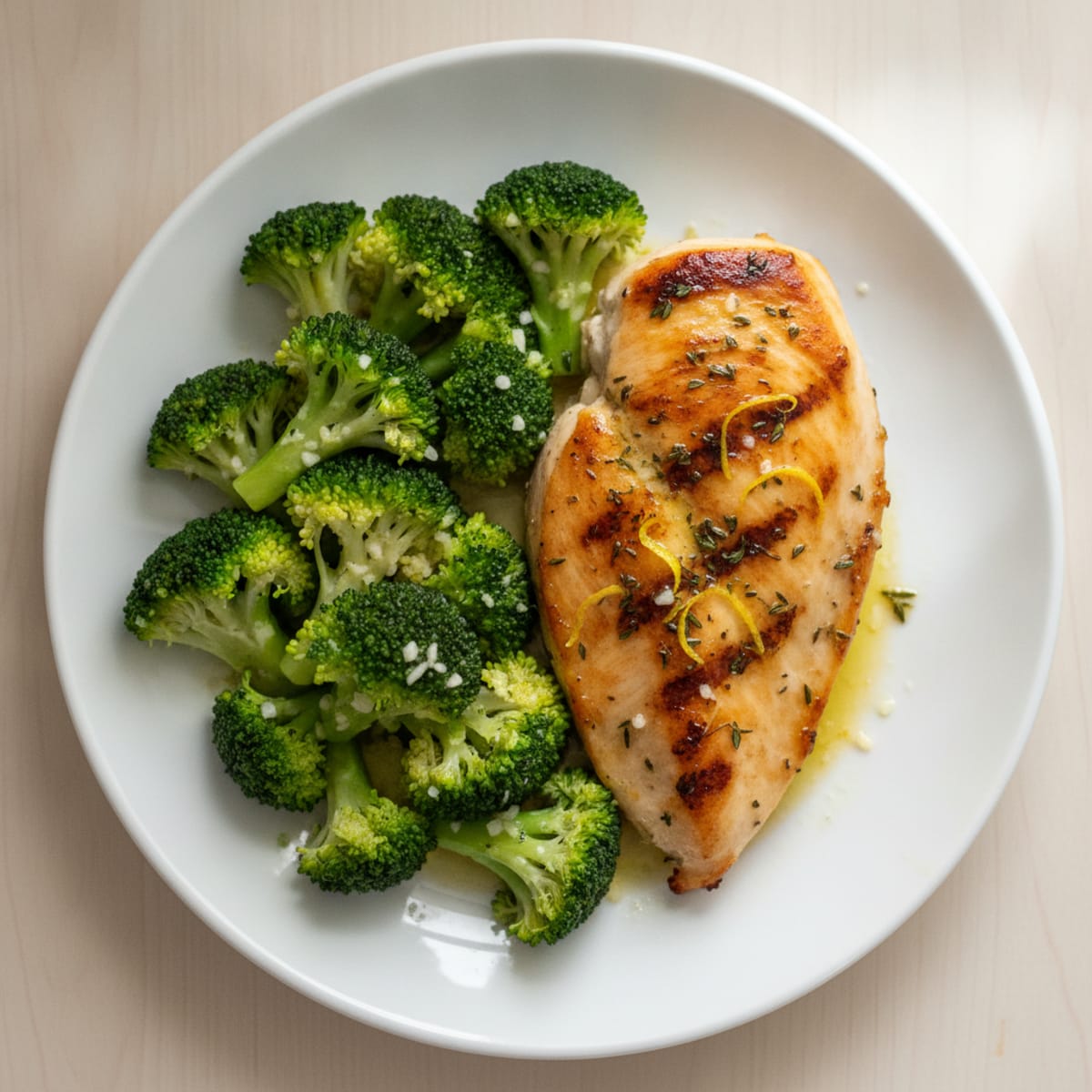 Lemon Herb Chicken Breast with Steamed Broccoli
