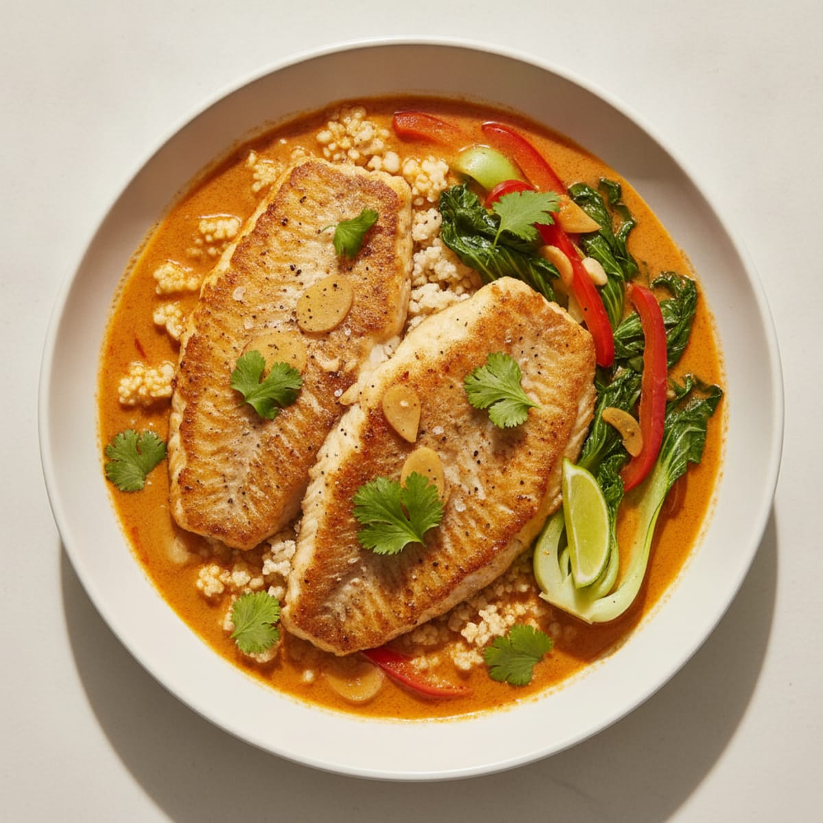 Pan-Seared Tilapia with Coconut Curry Sauce