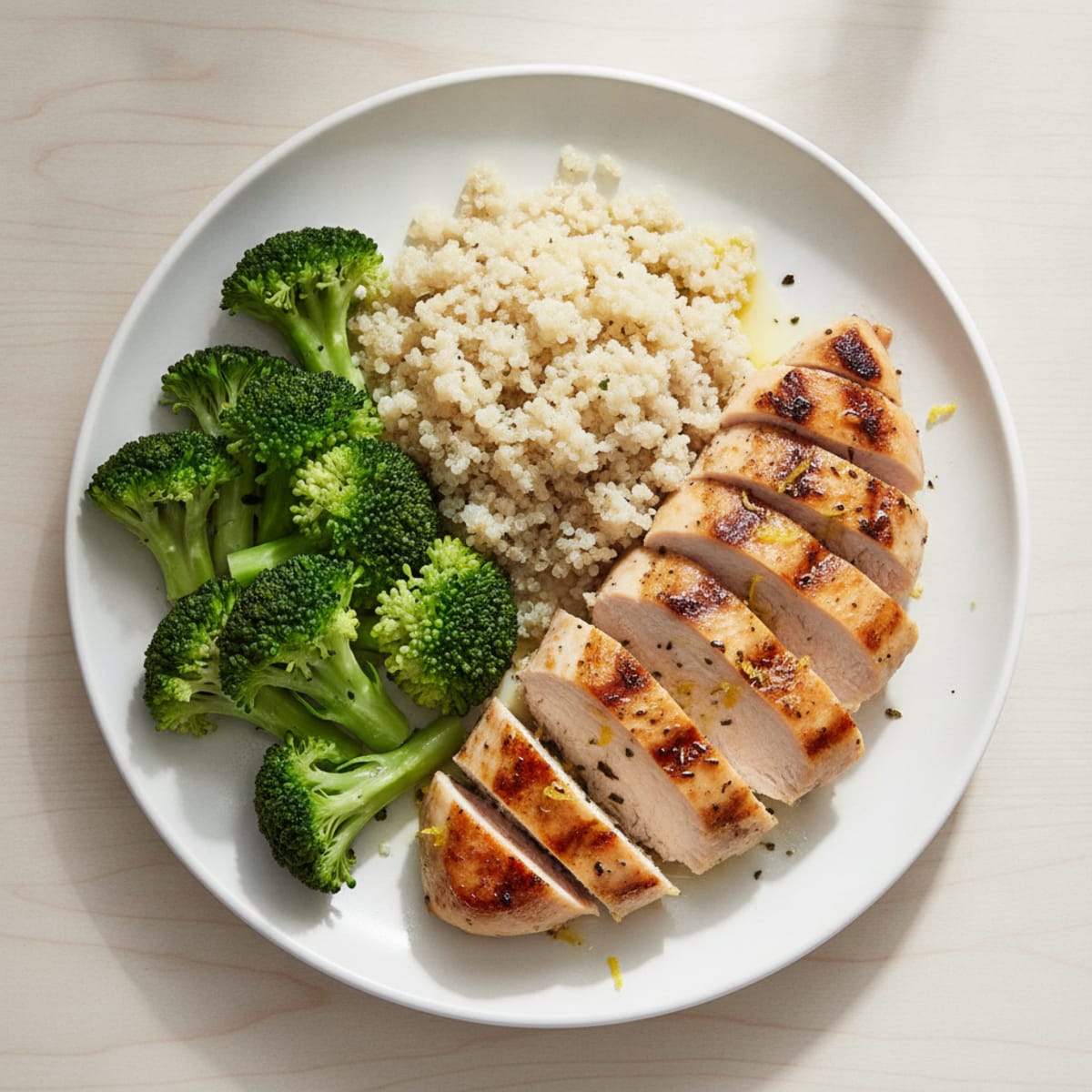 Grilled Chicken Breast with Quinoa and Steamed Broccoli
