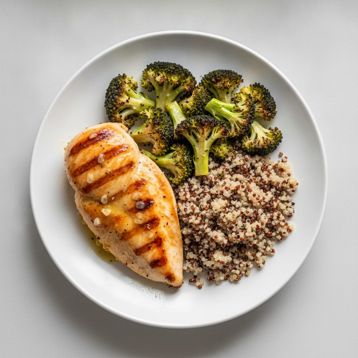 Grilled Chicken Breast with Roasted Broccoli and Quinoa