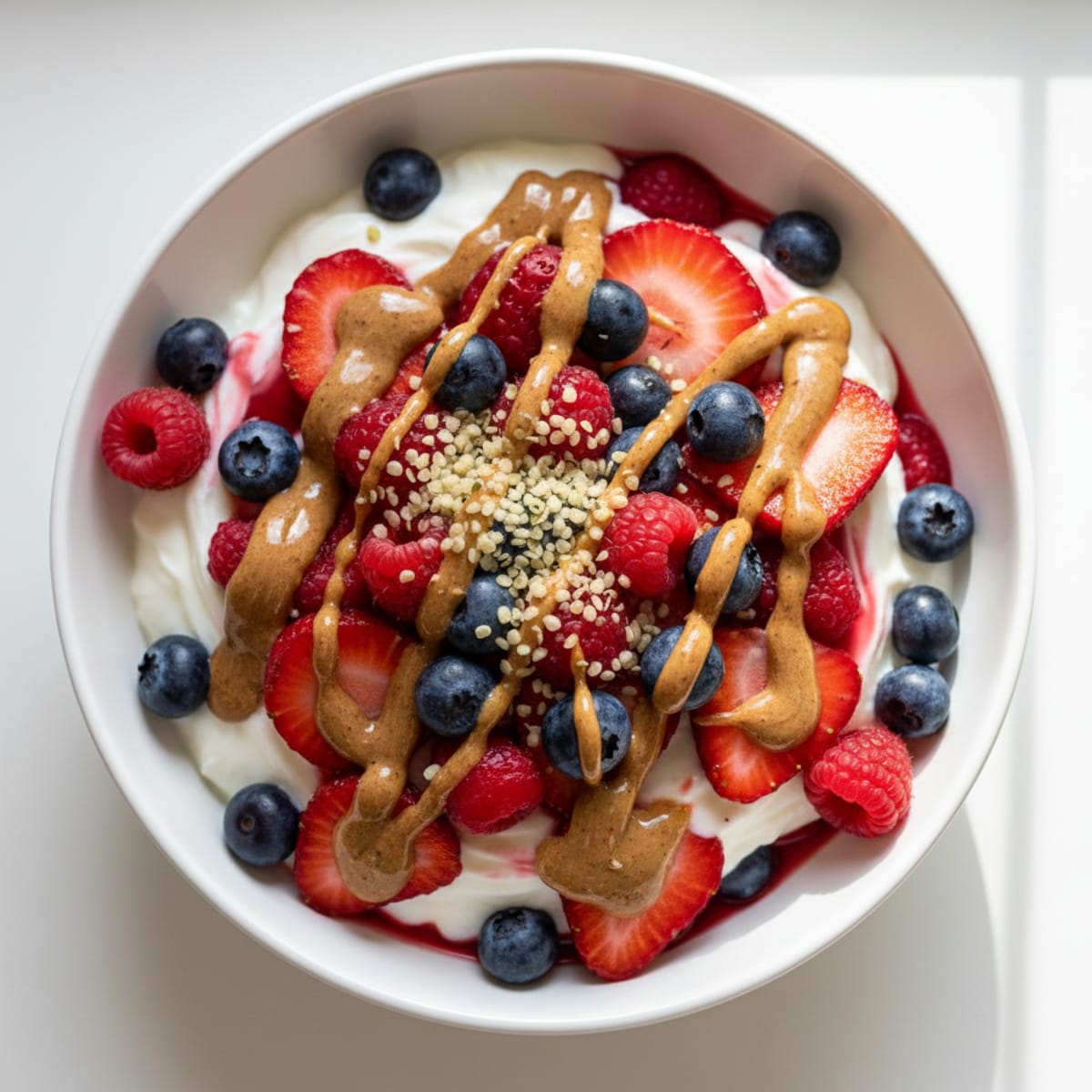 Greek Yogurt Parfait with Mixed Berries and Almond Butter