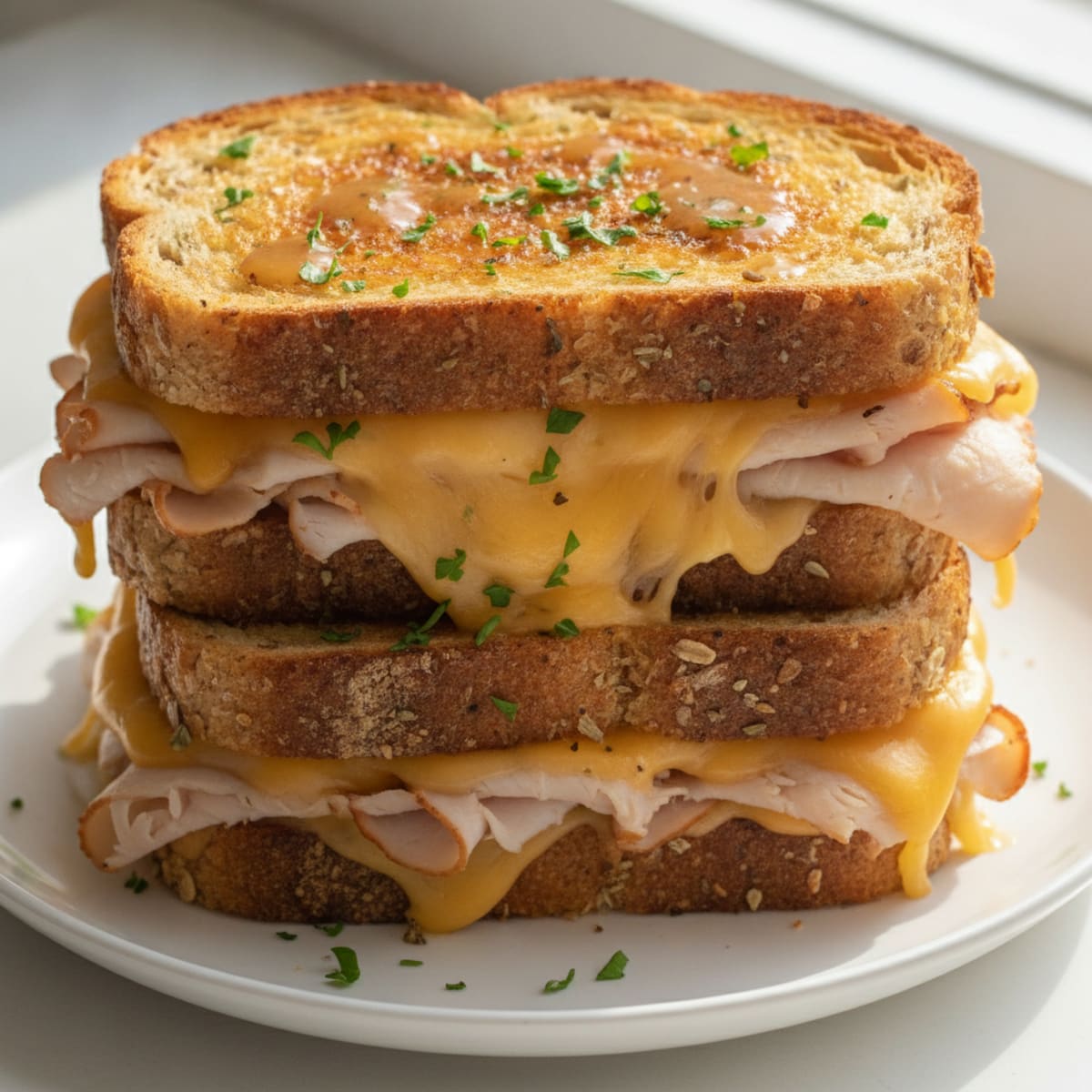 Triple-Decker Grilled Cheese Sandwich