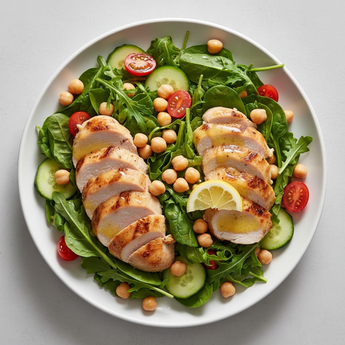 Grilled Turkey Breast Salad with Chickpeas and Lemon Vinaigrette