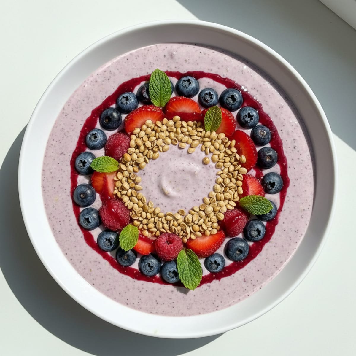 Silken Tofu and Hemp Seed Protein Smoothie Bowl with Berries