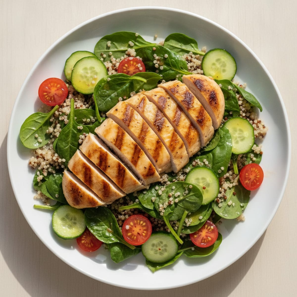 Grilled Chicken and Quinoa Salad with Fresh Greens