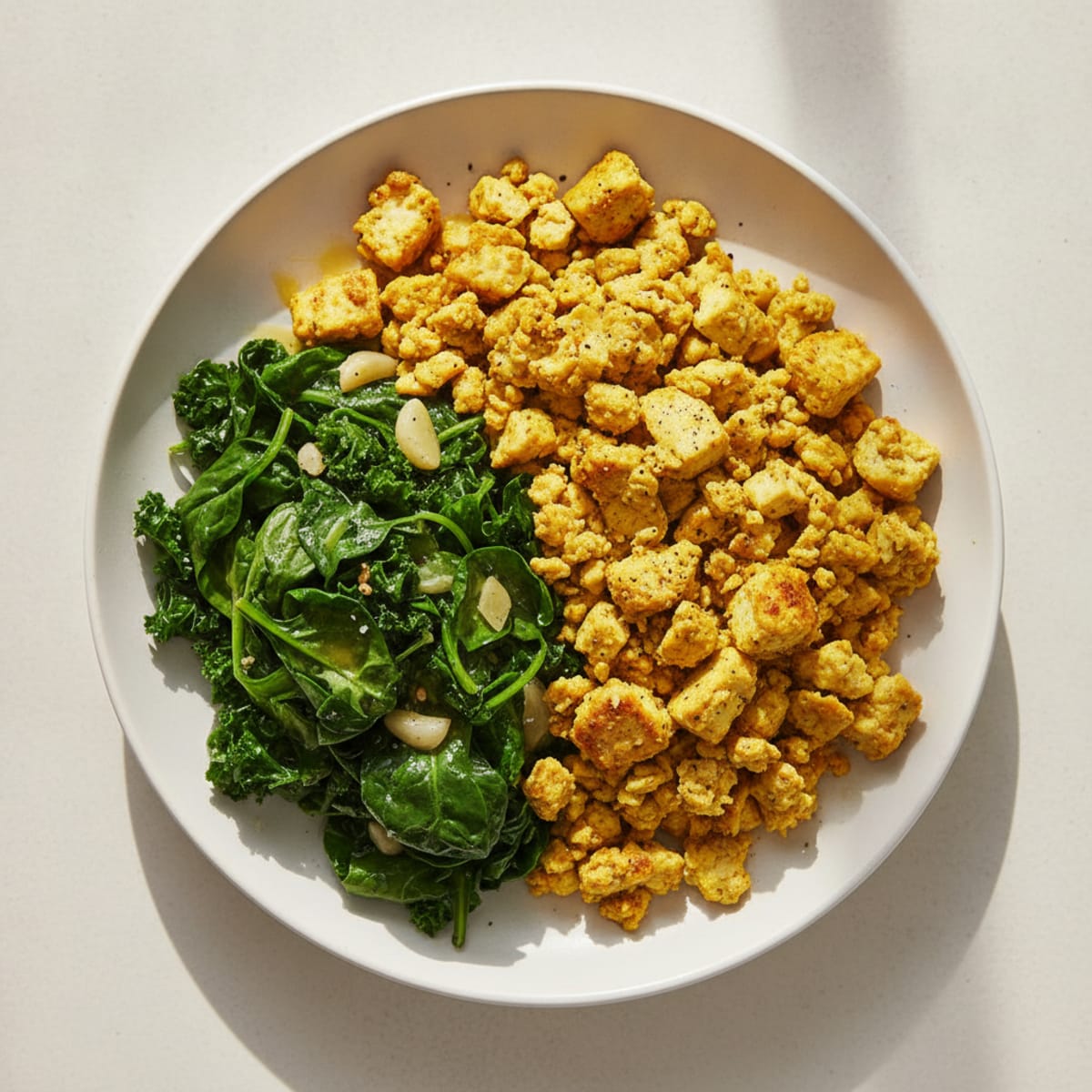 Turmeric Tofu Scramble with Sautéed Greens