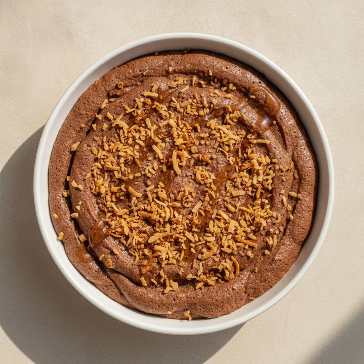 Chocolate Protein Pudding with Toasted Coconut