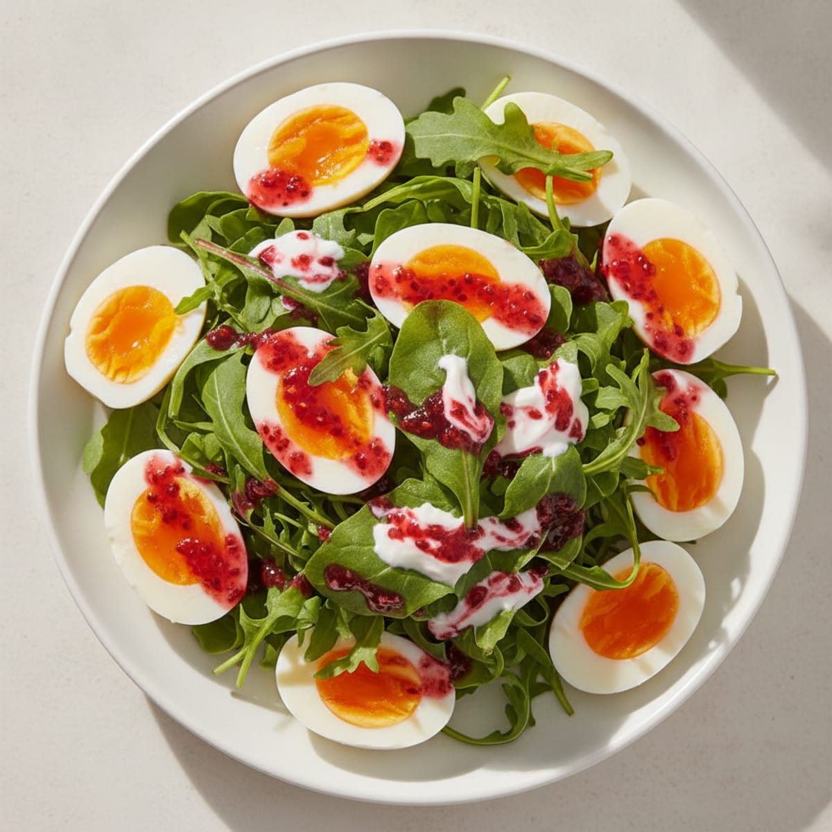 Egg Rocket Salad with Jam Vinaigrette