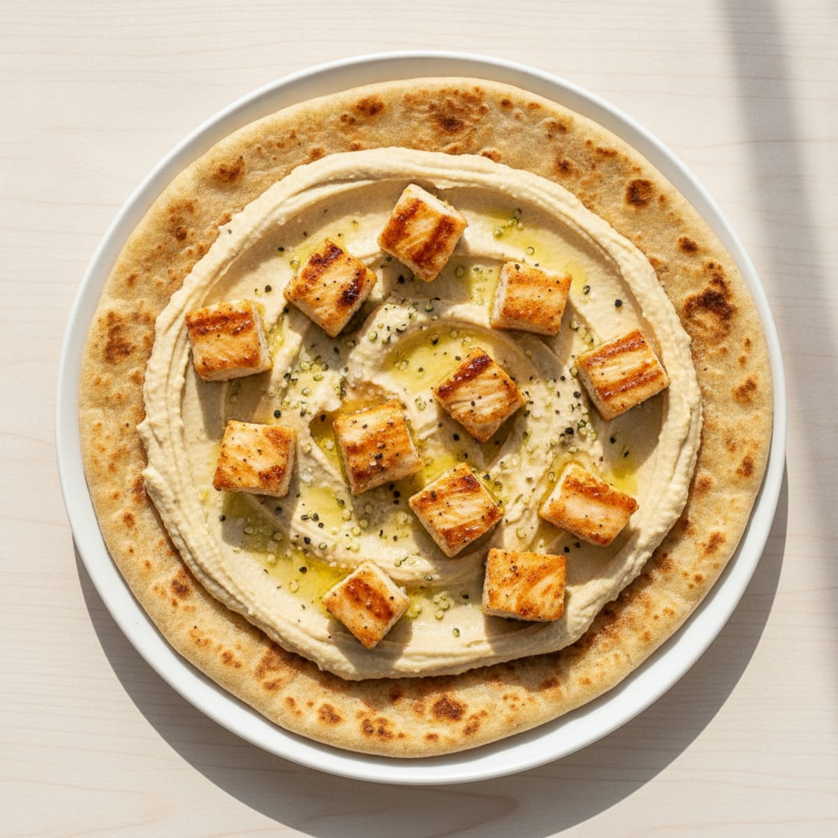 Savory Chicken and Hummus Flatbread