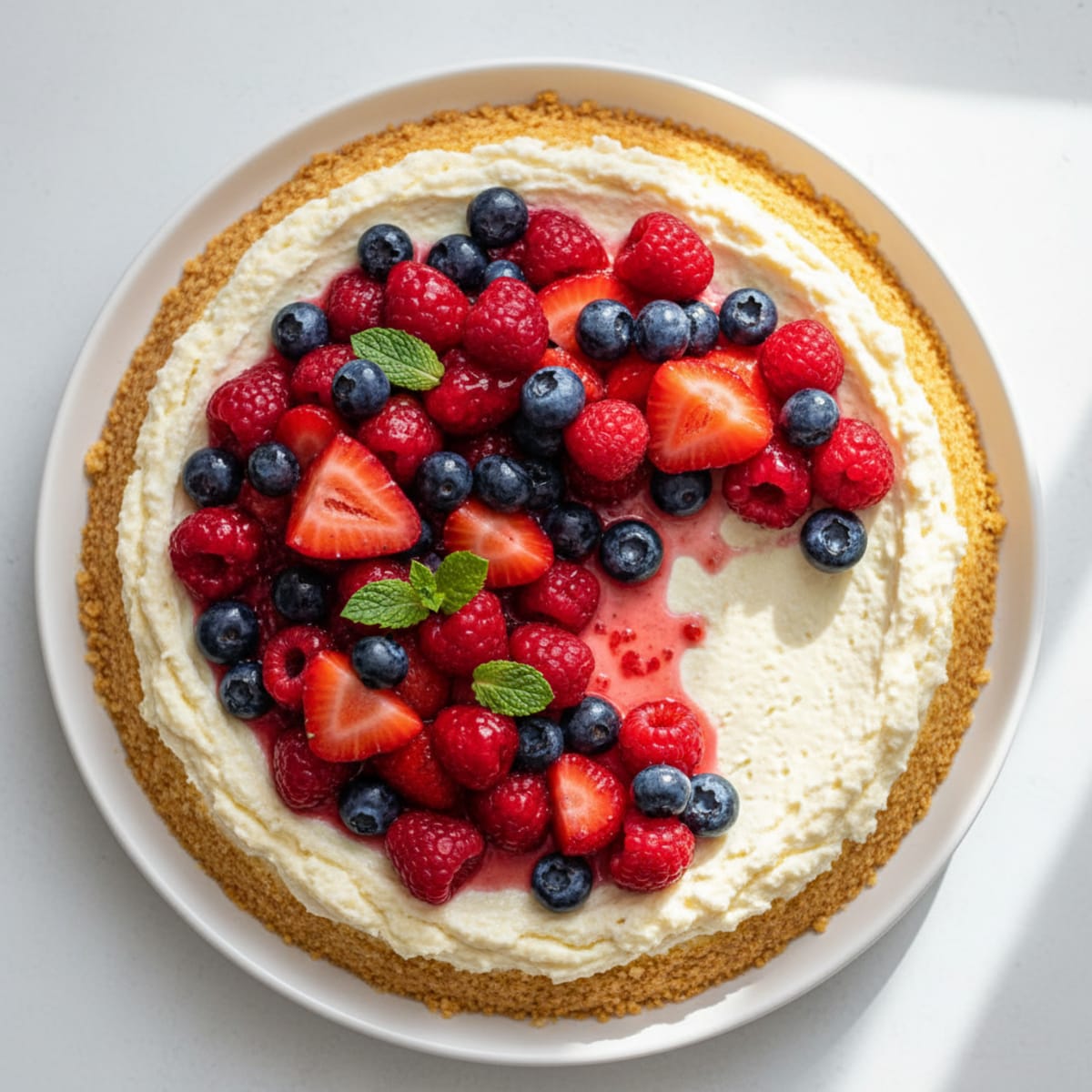 Greek Yogurt Protein Cheesecake with Mixed Berries