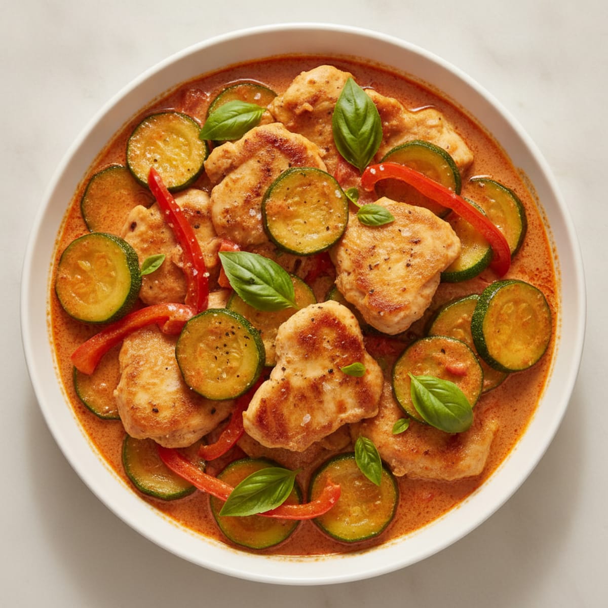 Chicken Thigh Red Curry with Zucchini