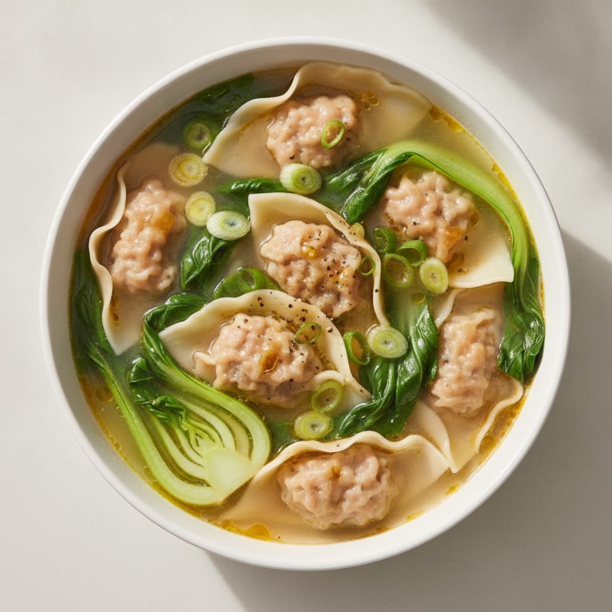 Pork Wonton Soup with Bok Choy