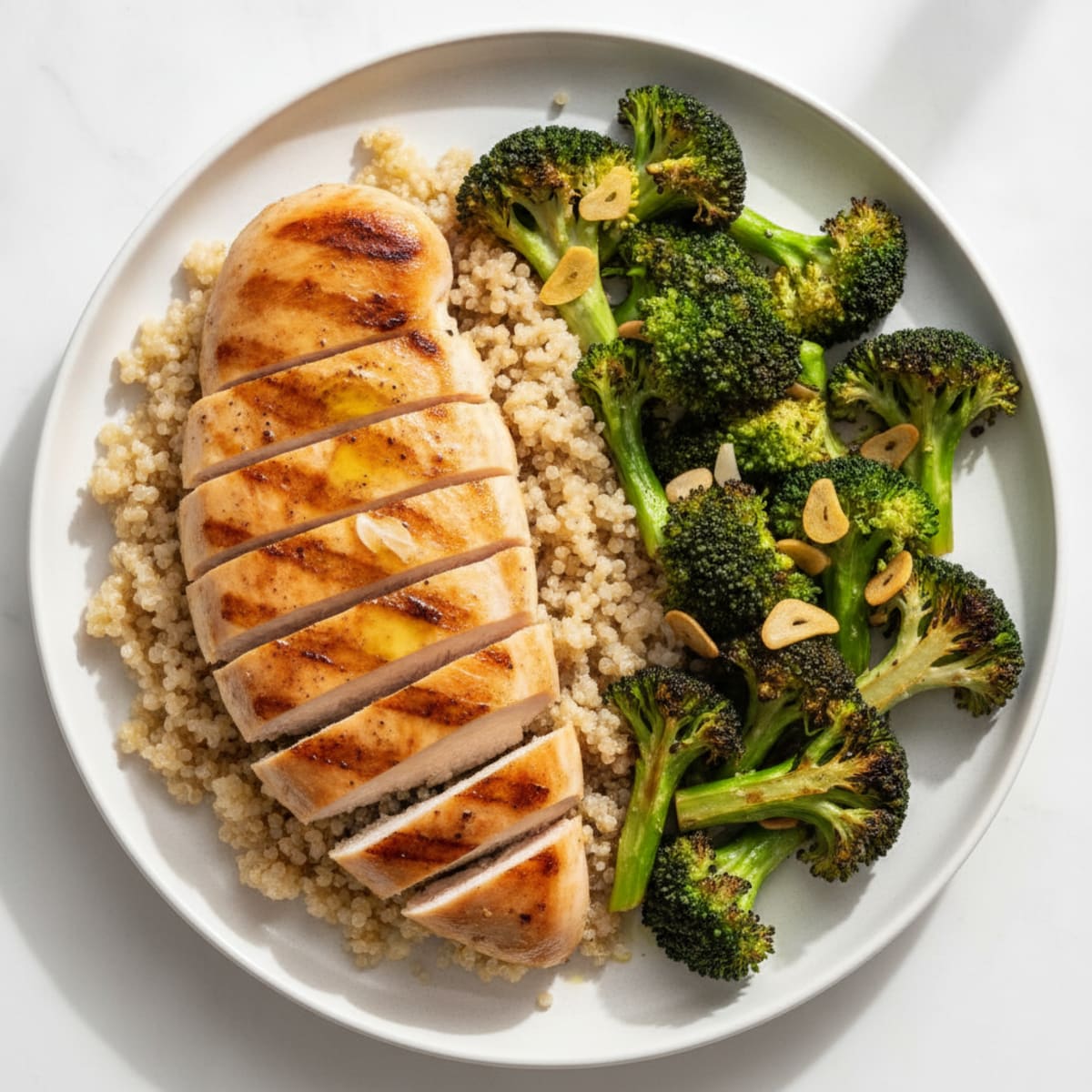 Grilled Chicken Breast with Roasted Broccoli and Quinoa