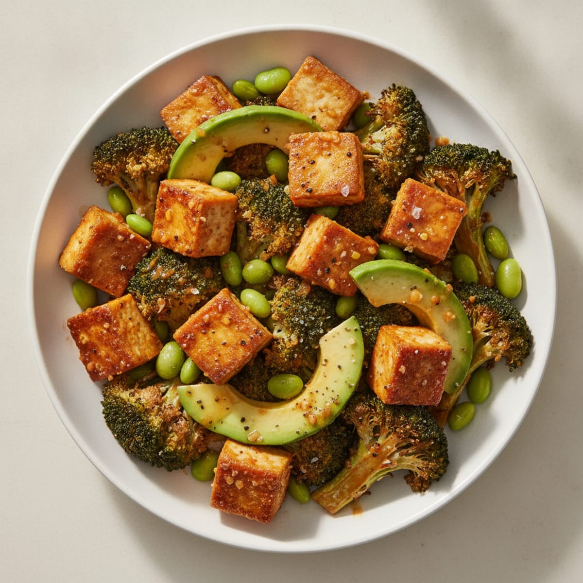 Garlic-Ginger Tofu with Roasted Broccoli