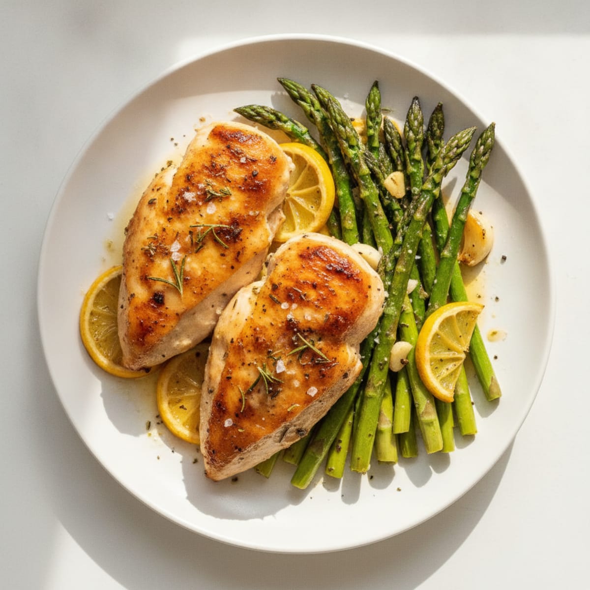 Lemon Herb Roasted Chicken with Asparagus