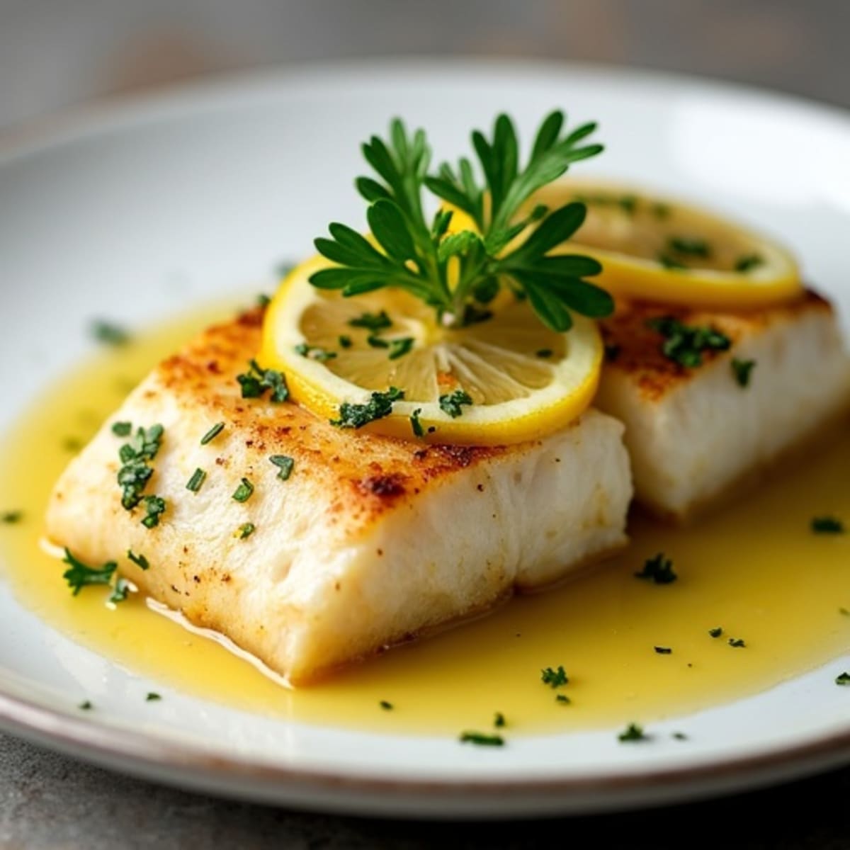 Lemon-Herb Pan Seared Flounder with Garlic Butter Sauce