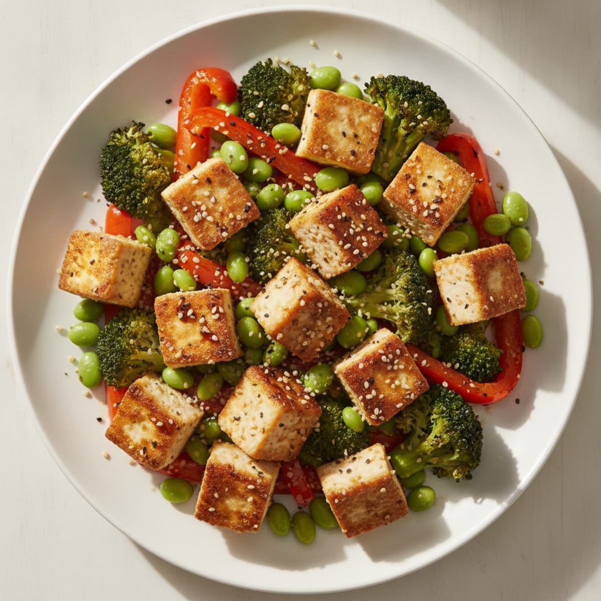 Pan-Seared Tofu with Roasted Vegetables