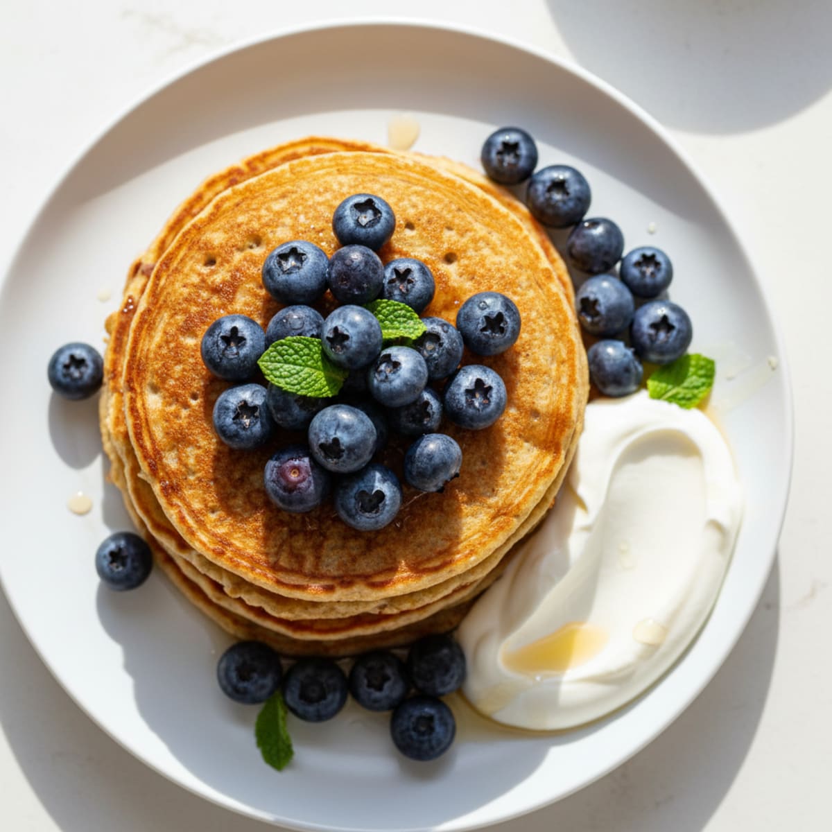 Fluffy Protein Pancakes with Berries
