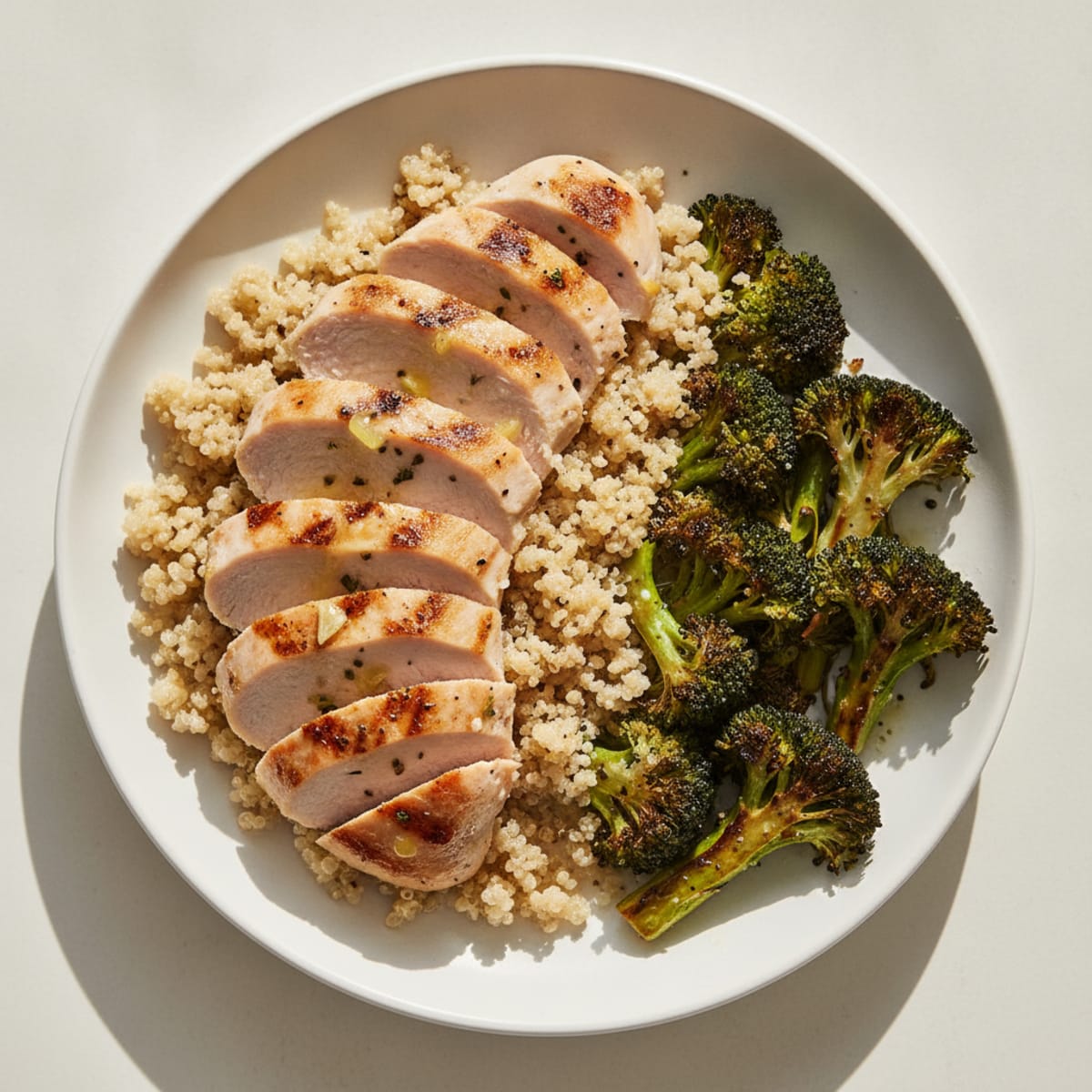 Grilled Turkey Breast with Roasted Broccoli and Quinoa